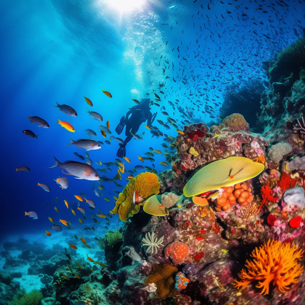 Bright corals and tropical fish on a reef dive with Diversland Florida